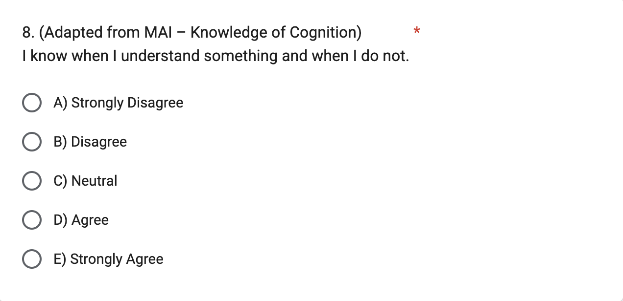 Question 8 of Survey